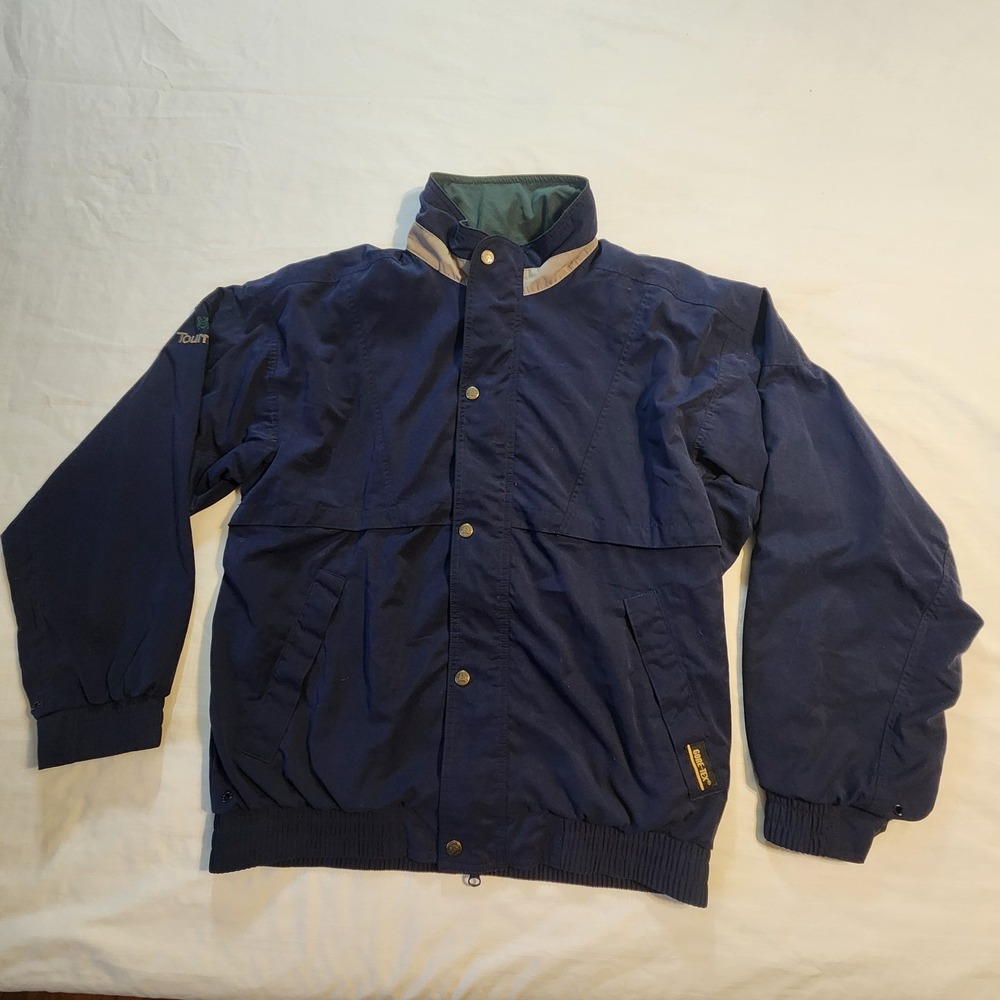 Tourney Gore-Tex Jacket Mens Small Navy Blue Waterproof Golf Windbreaker Vintage